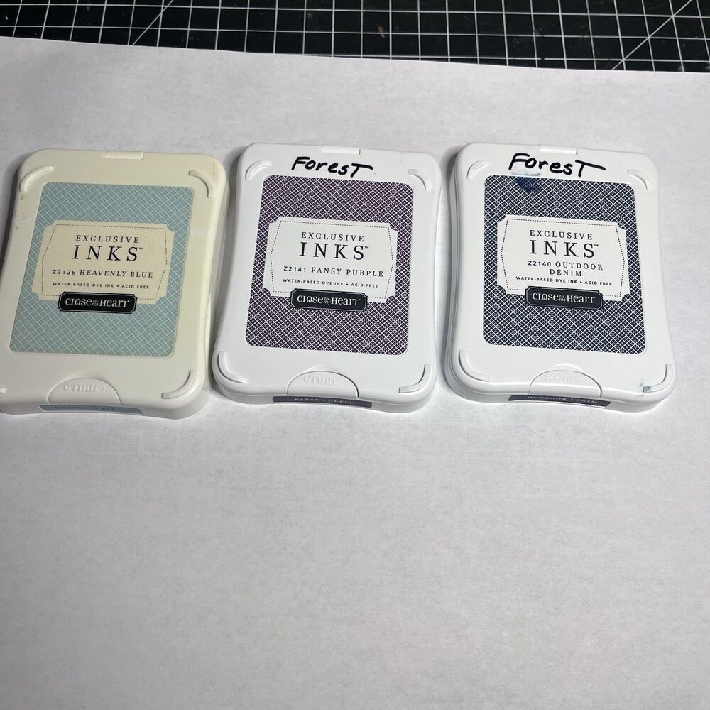 Lot of 3 Close to my Heart Dye Ink Pads CTMH Heavenly Blue Pansy Purple Denim